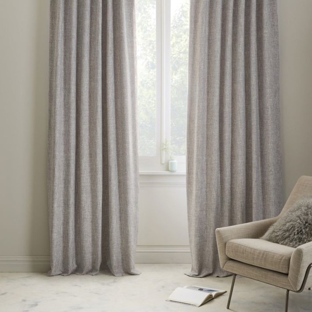 NIB West Elm Crossweave Blackout Curtain in Stone White 48 X 108 Single Panel
